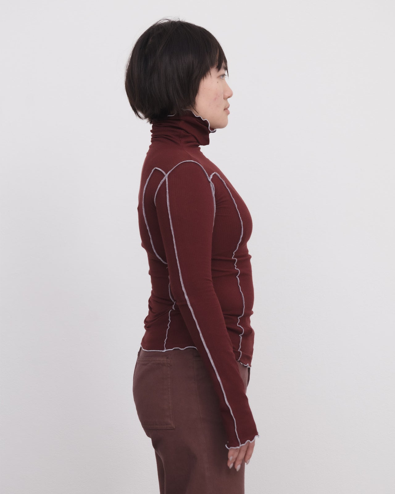 Omato Turtleneck - Organic Cotton Rib - Nara Red