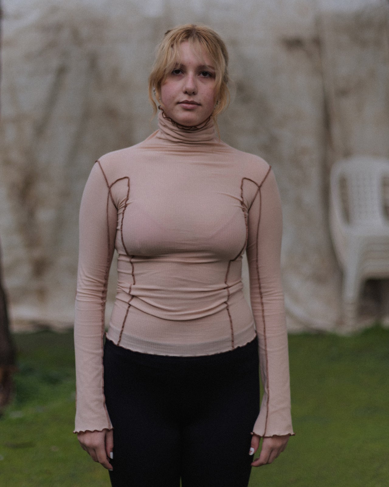 Omato Turtleneck - Organic Cotton Rib - Tin Beige / Ocular