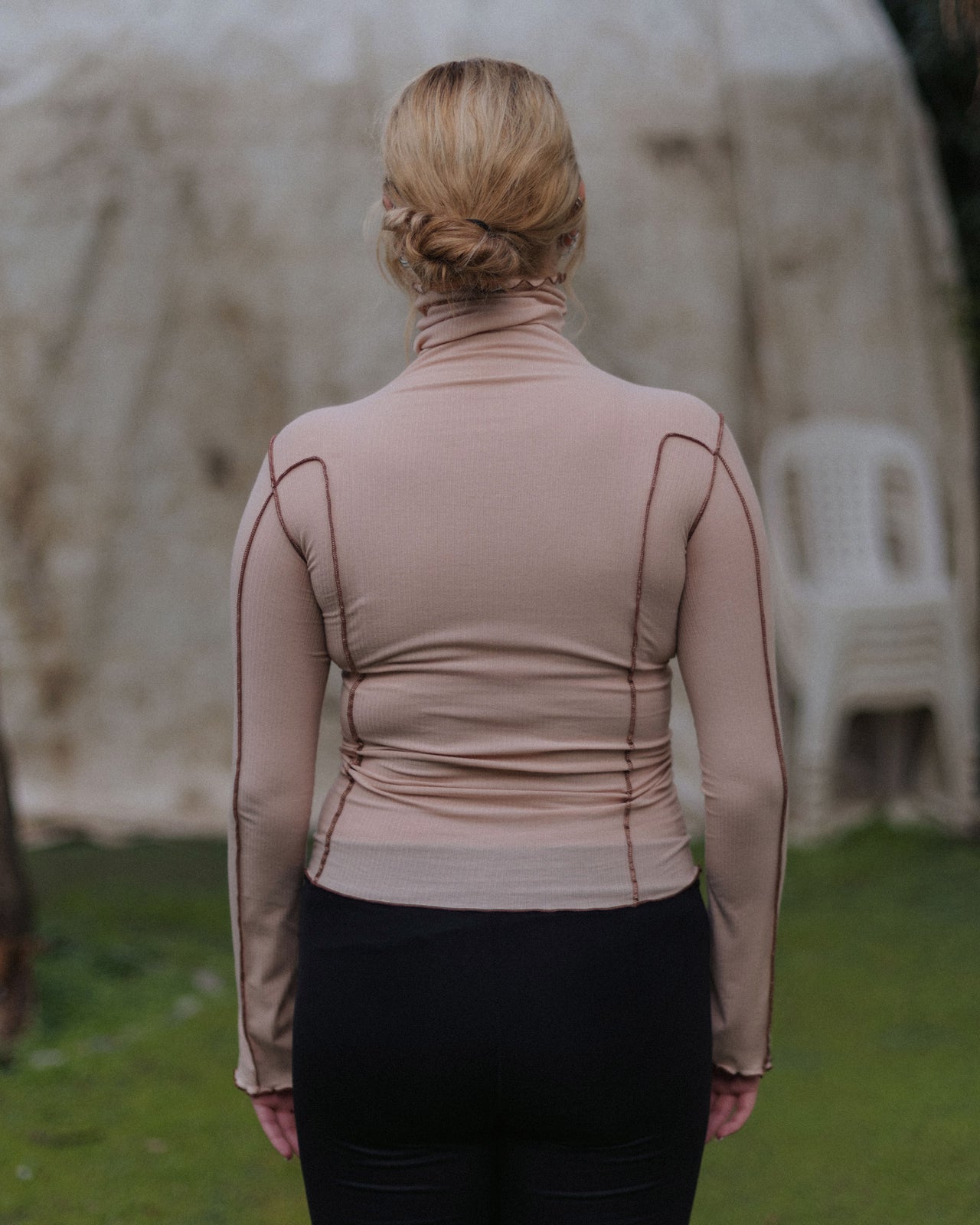 Omato Turtleneck - Organic Cotton Rib - Tin Beige / Ocular