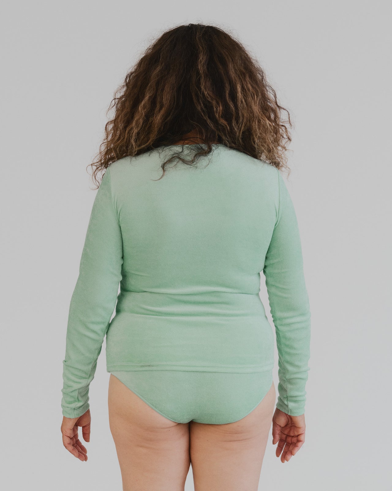 Omo Long Sleeve Tee - Viscose Velour - Telu Green