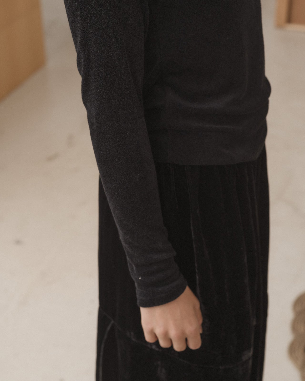 Omo Long Sleeve Tee - Ecovero Velour - Black