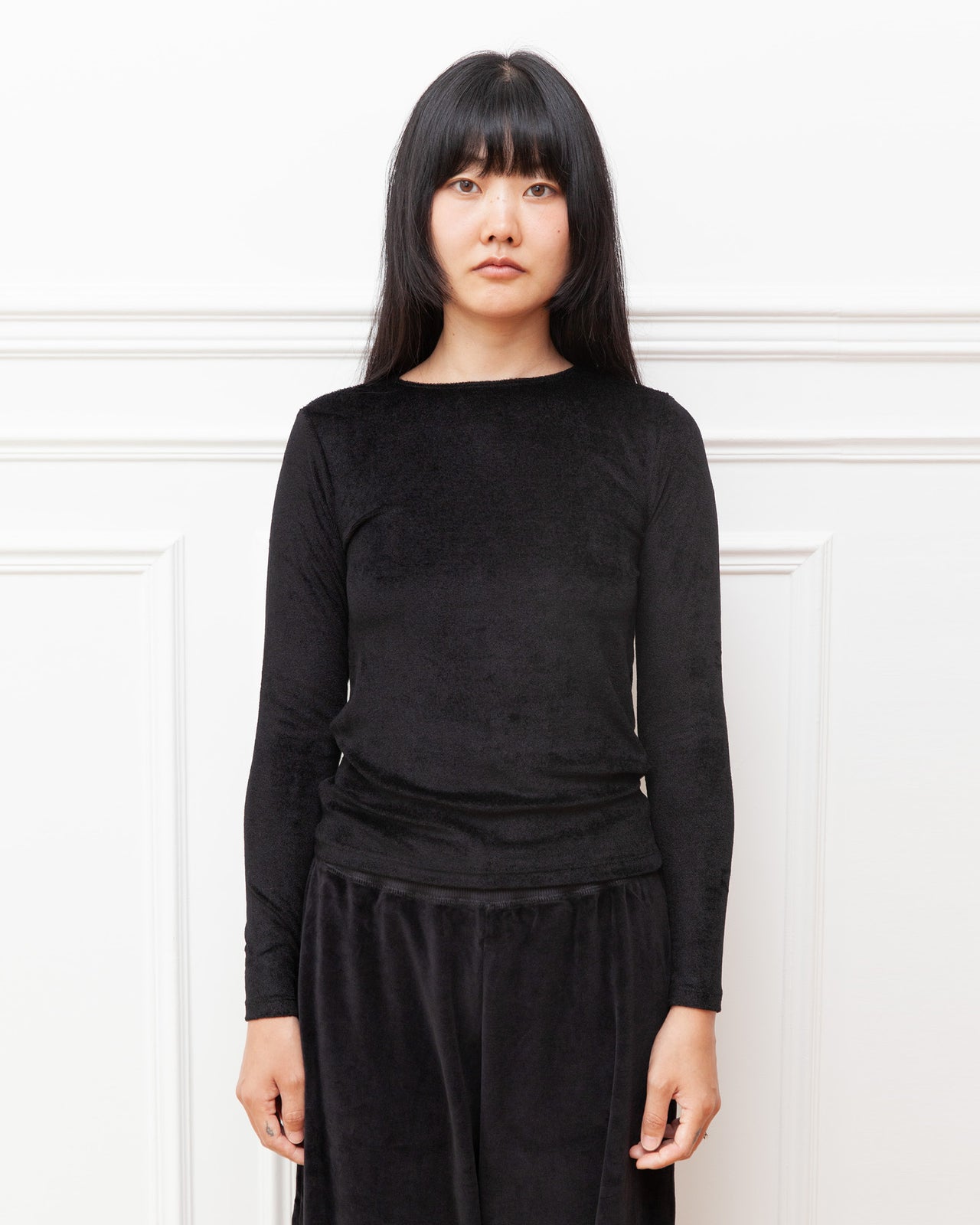 Omo Long Sleeve Tee - Ecovero Velour - Black
