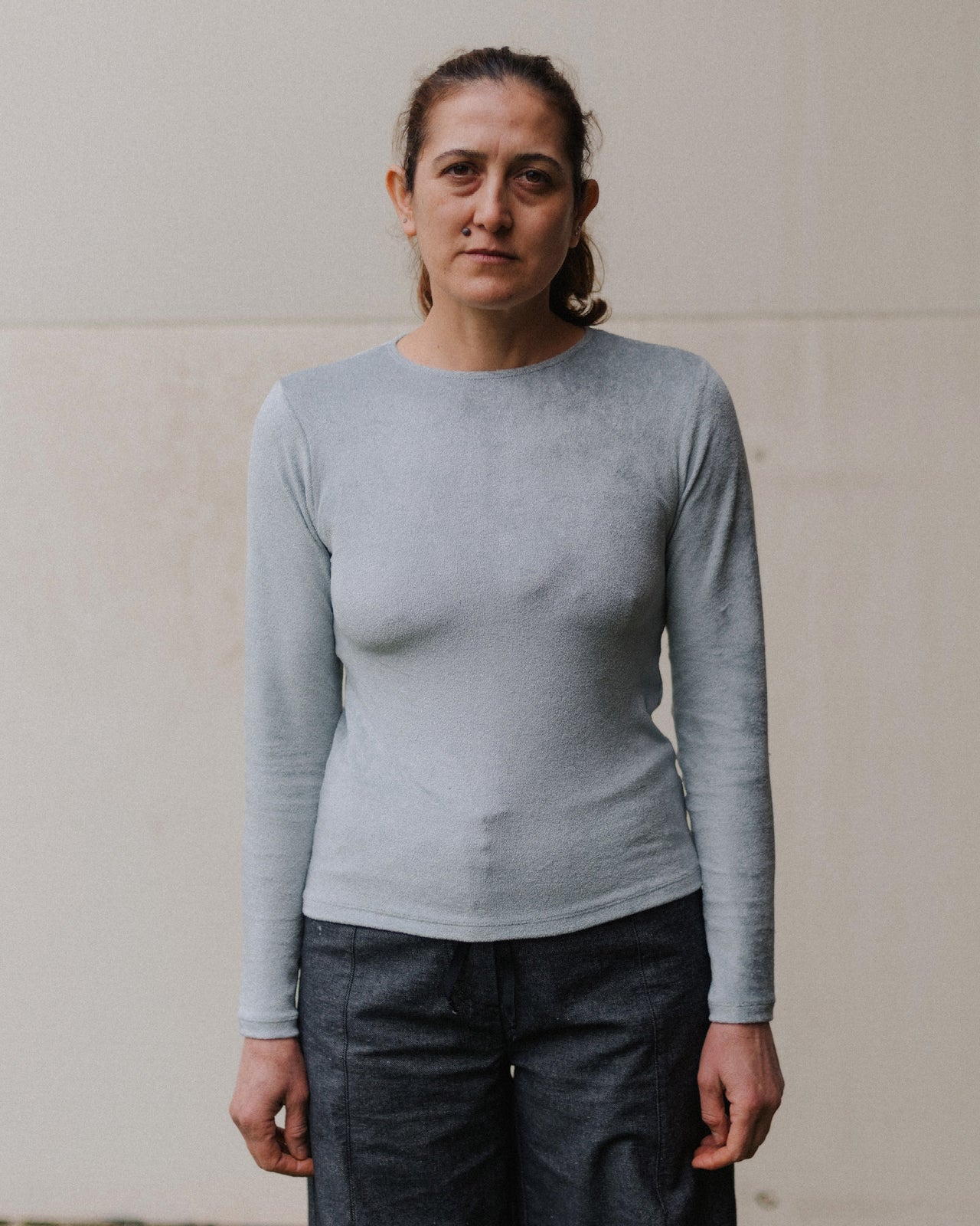 Omo Long Sleeve Tee - Ecovero Velour - Toom Grey