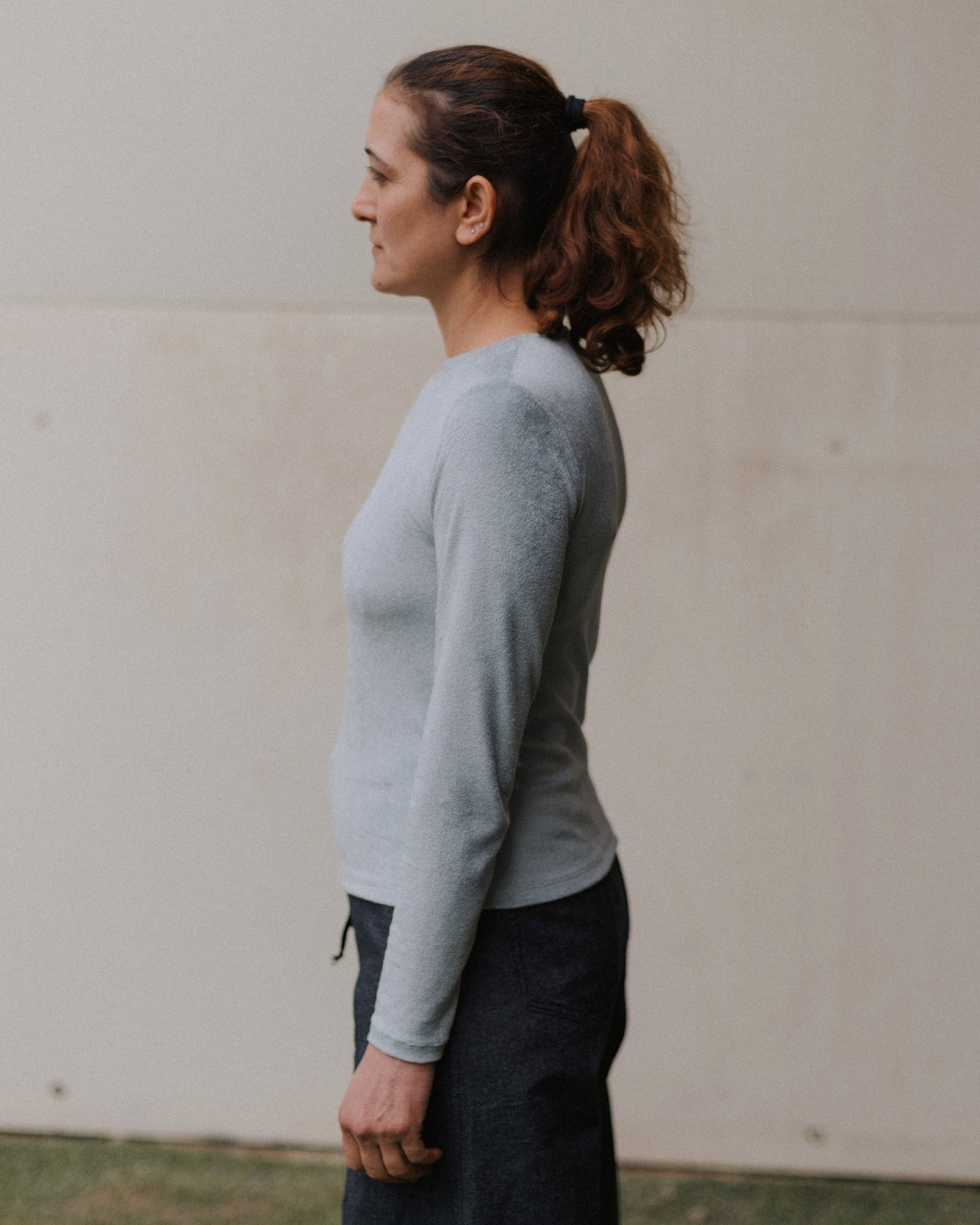 Omo Long Sleeve Tee - Ecovero Velour - Toom Grey
