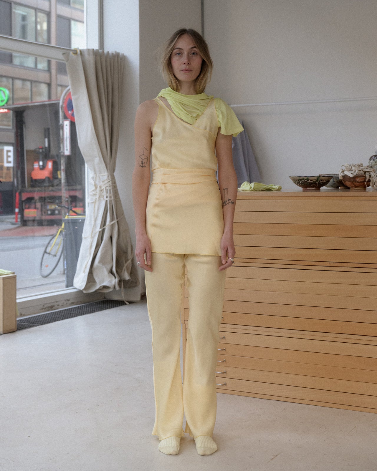 One Strap Dydine Dress - Ecovero Satin - Sophia Yellow