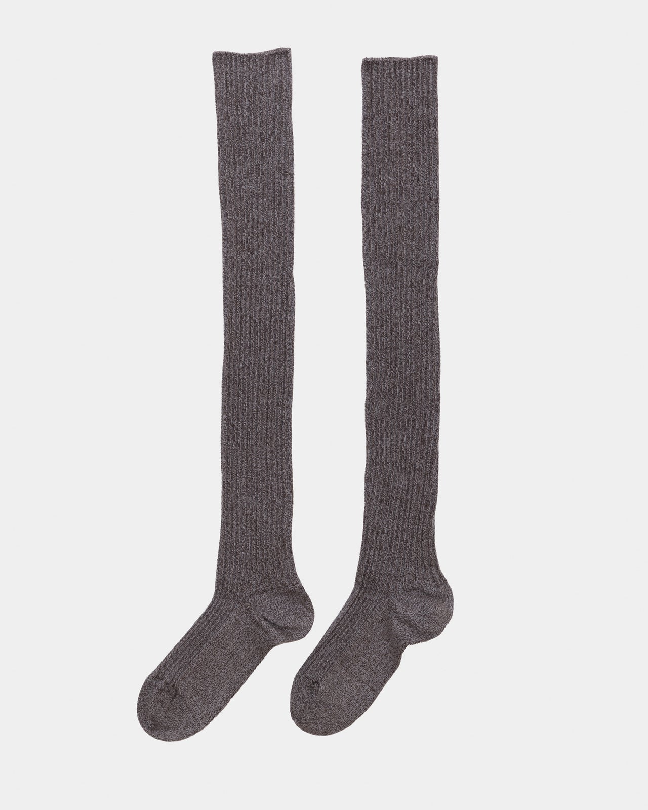 Overknee Socks - Organic Cotton Rib - Grey Brown Melange
