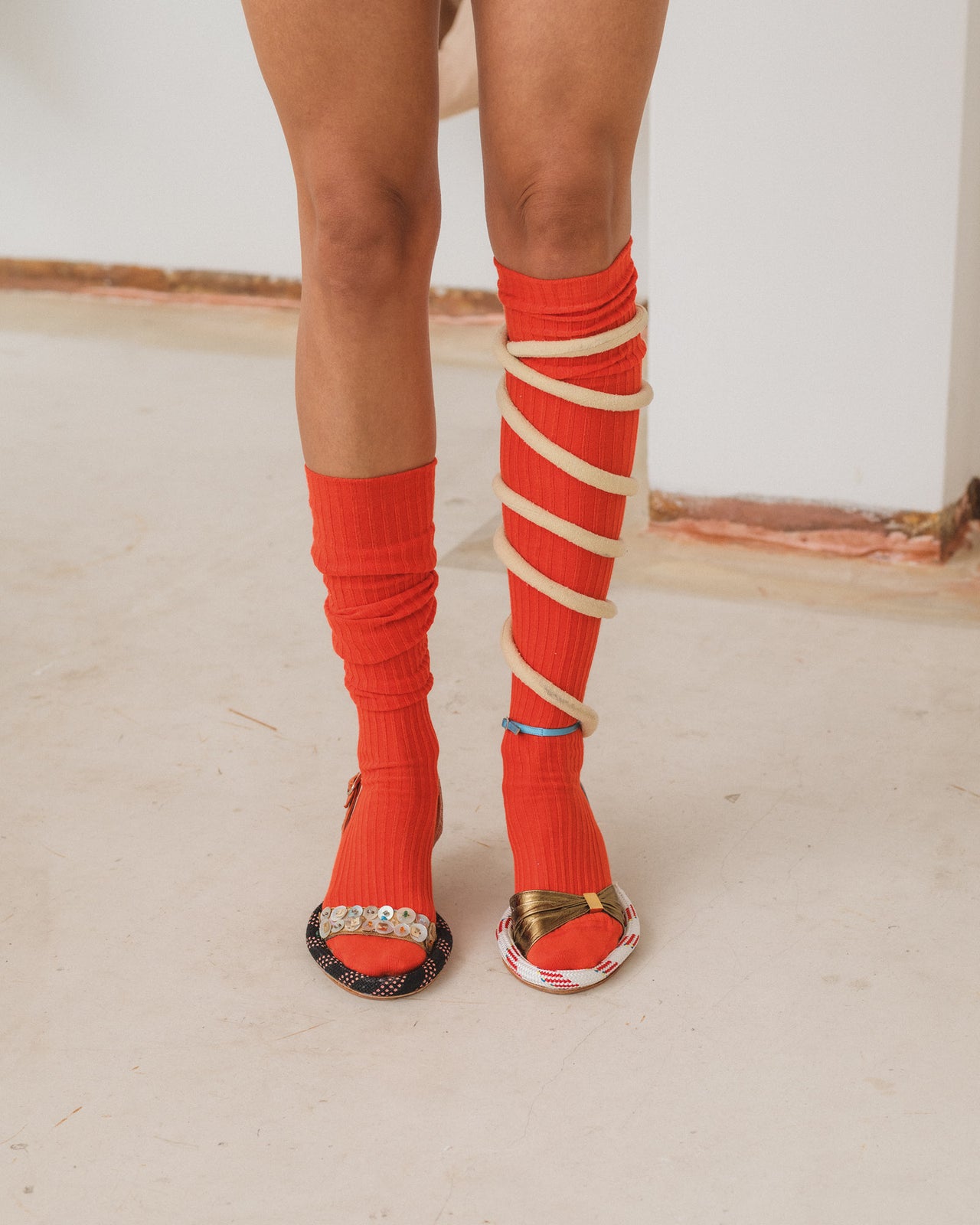Overknee Socks - Organic Cotton Rib - Chiral Red