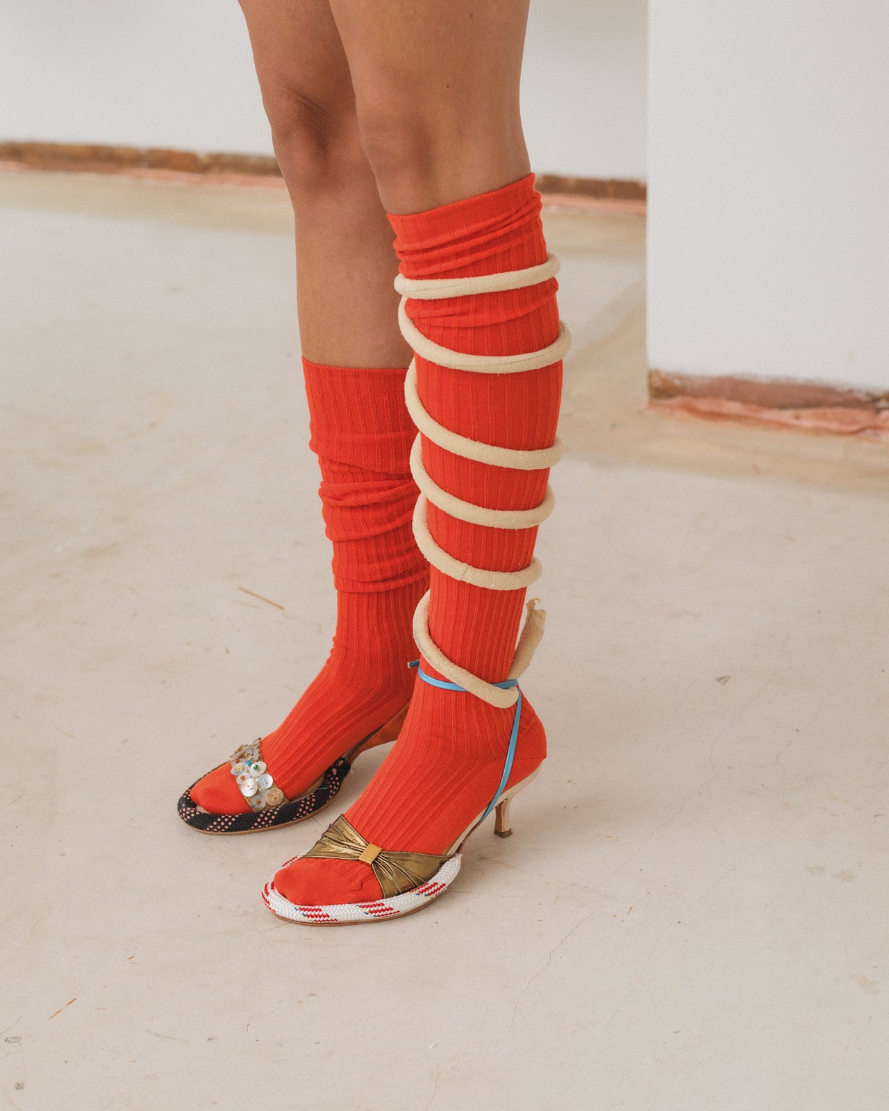 Overknee Socks - Organic Cotton Rib - Chiral Red