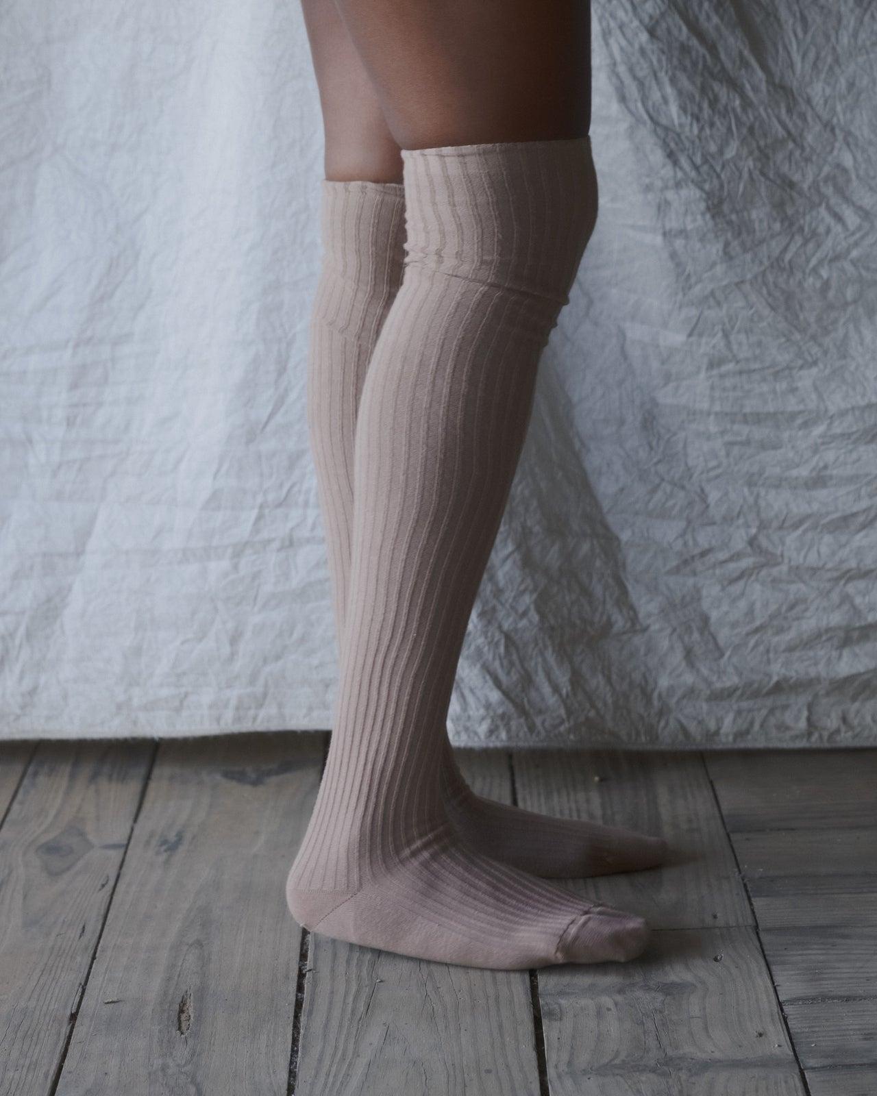 Overknee Socks - Organic Cotton Rib - Folia Brown