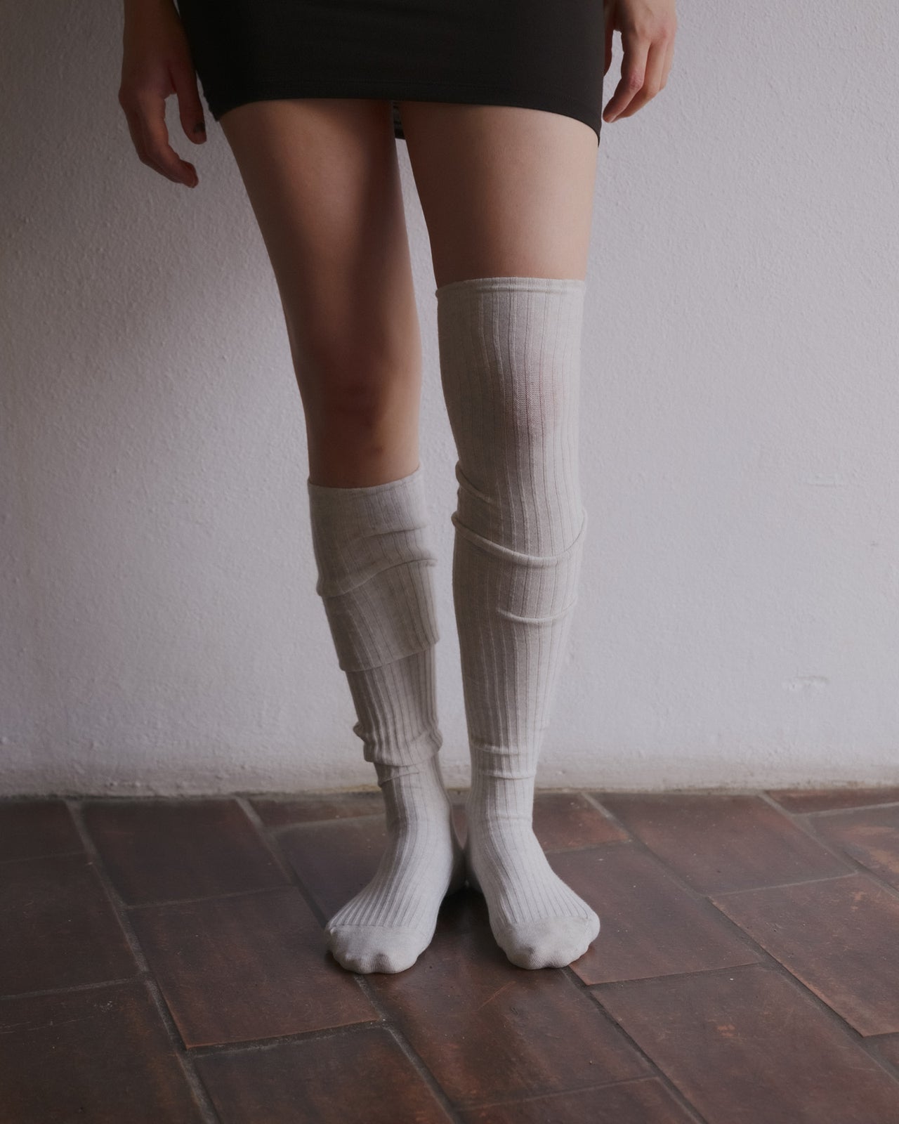 Overknee Socks - Organic Cotton Rib - Grey Melange