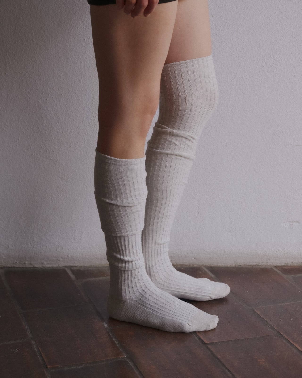 Overknee Socks - Organic Cotton Rib - Grey Melange