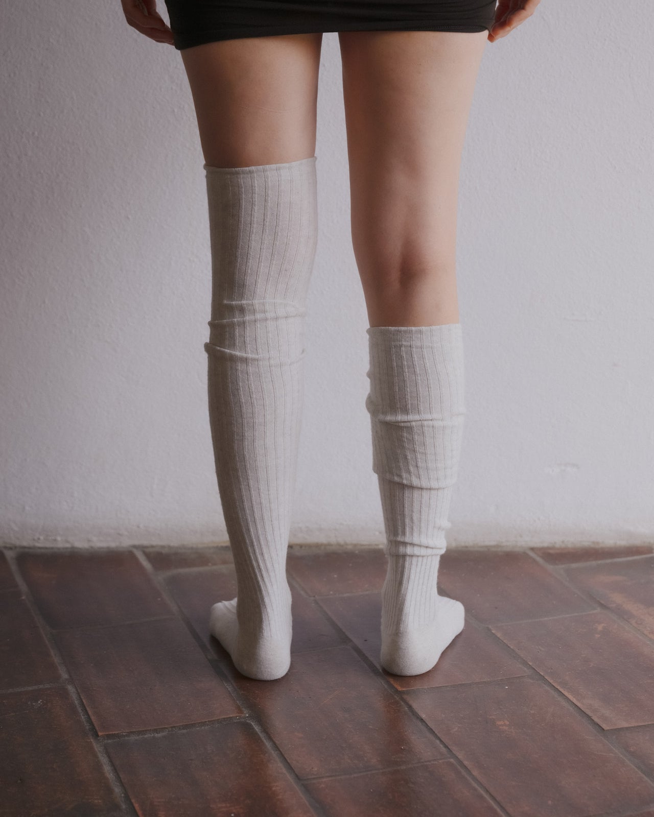 Overknee Socks - Organic Cotton Rib - Grey Melange