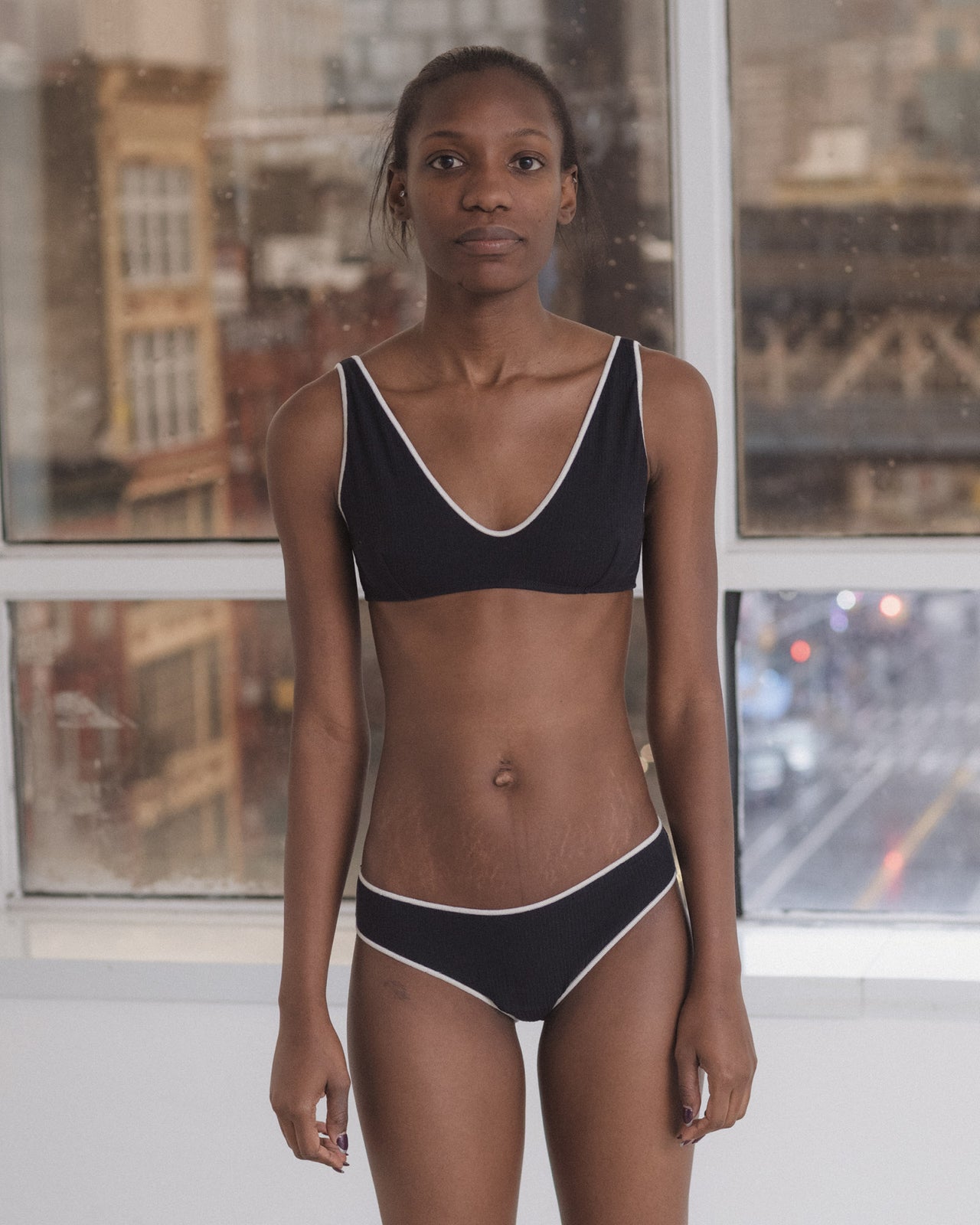 Pam Bra - Fine Organic Cotton Rib - Murano Navy / Undyed