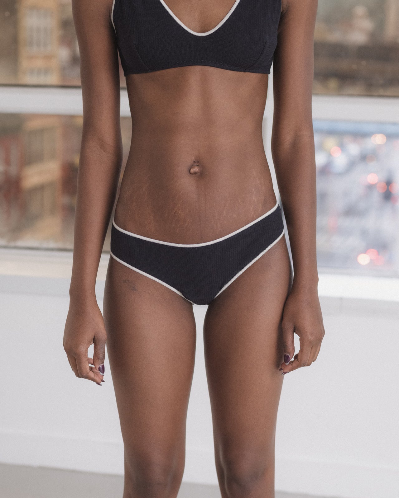 Pam Pants - Fine Organic Cotton Rib - Murano Navy / Undyed