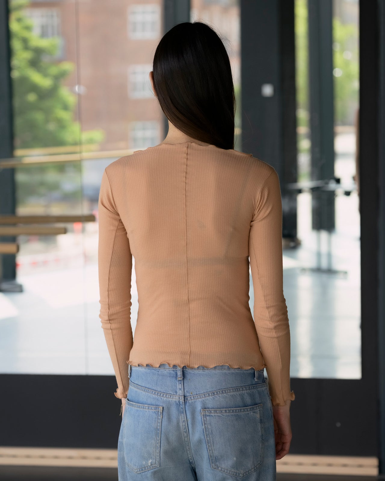 Pama Long Sleeve Tee - Fine Organic Cotton Rib - Aural