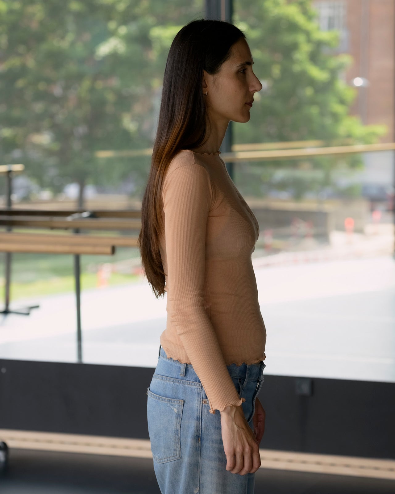 Pama Long Sleeve Tee - Fine Organic Cotton Rib - Aural