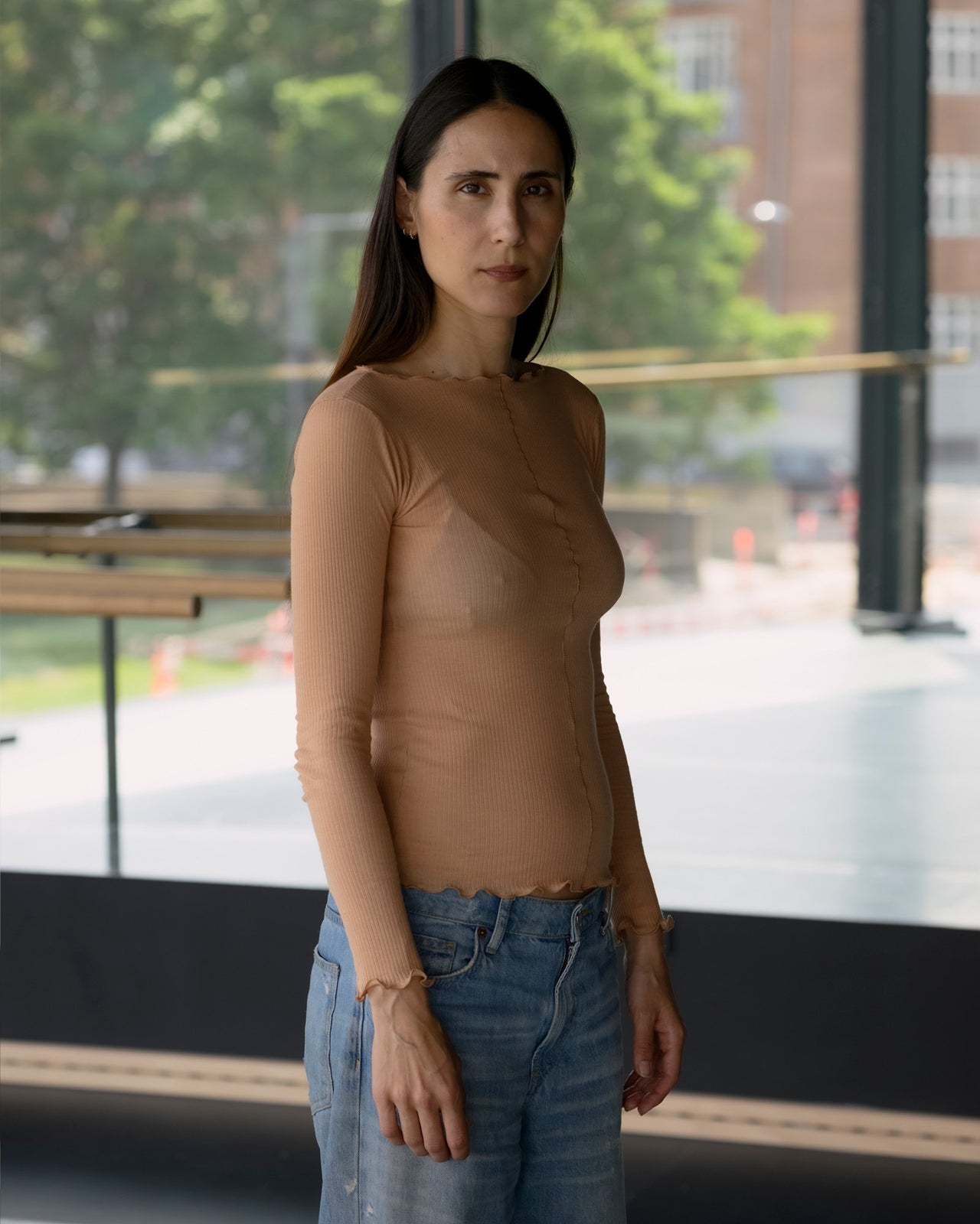 Pama Long Sleeve Tee - Fine Organic Cotton Rib - Aural