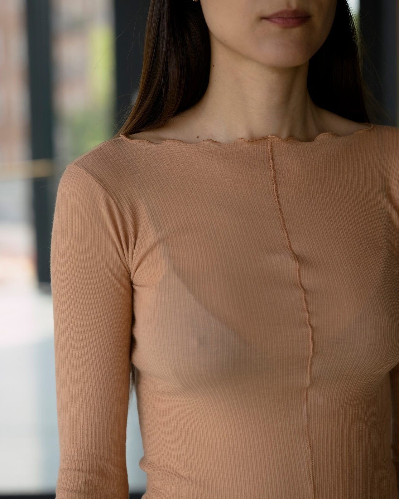 Pama Long Sleeve Tee - Fine Organic Cotton Rib - Aural