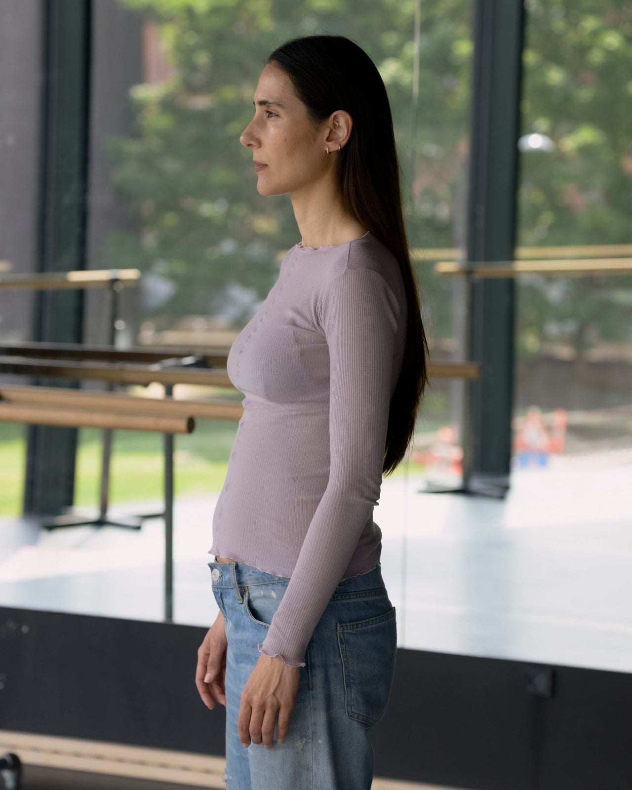 Pama Long Sleeve Tee - Fine Organic Cotton Rib - Verbe Purple