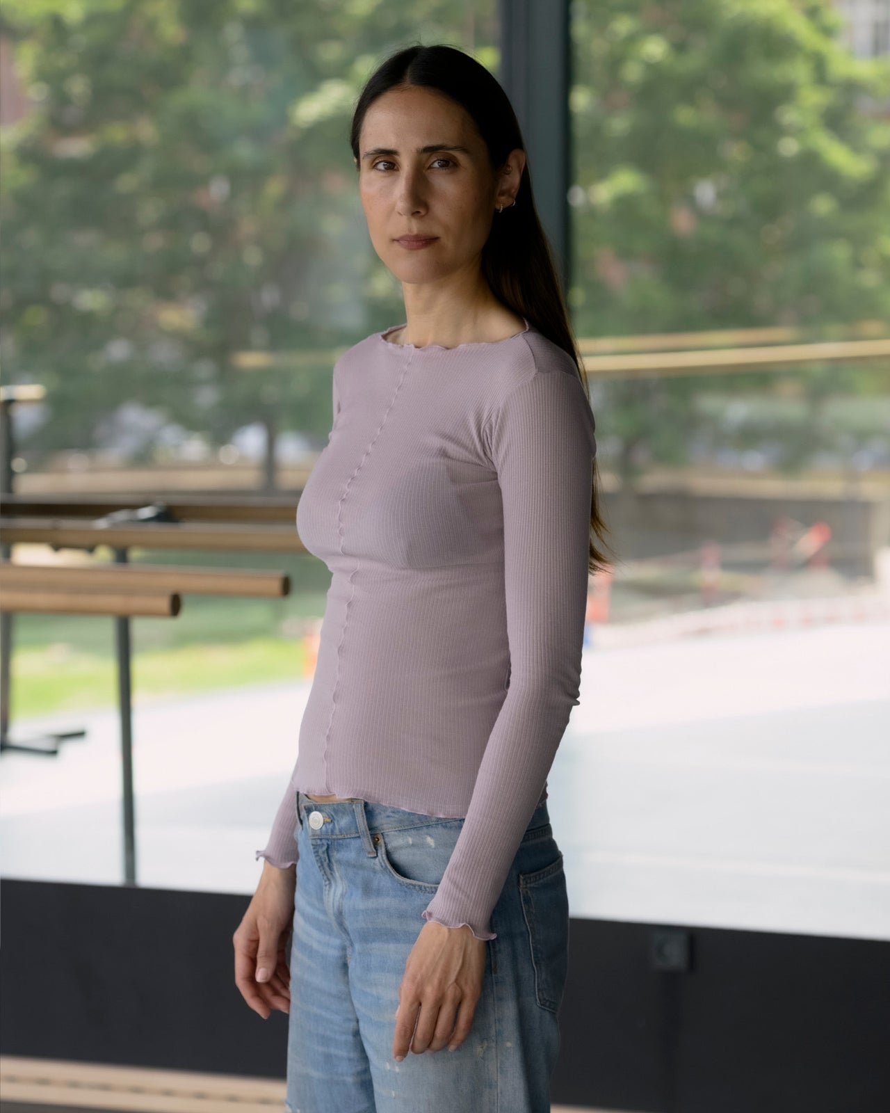 Pama Long Sleeve Tee - Fine Organic Cotton Rib - Verbe Purple