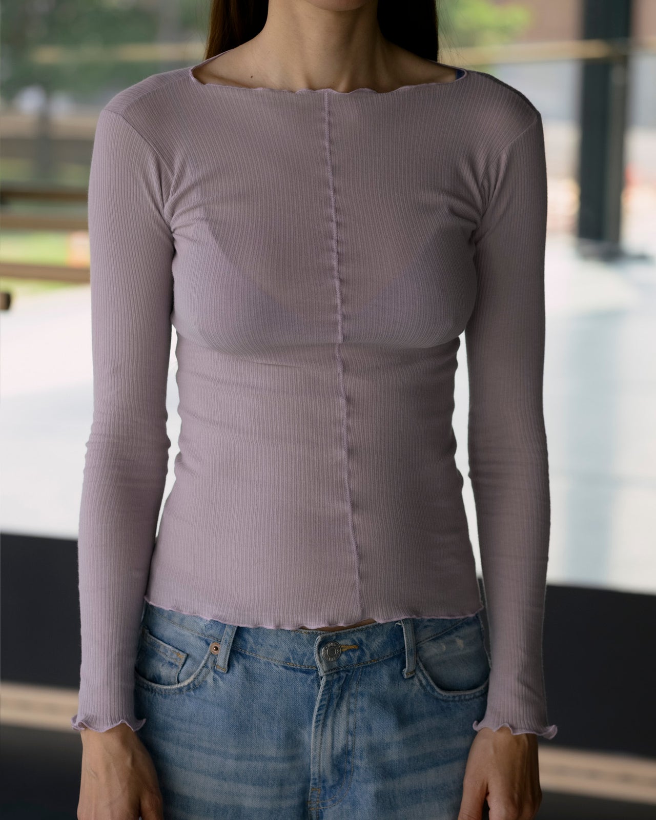 Pama Long Sleeve Tee - Fine Organic Cotton Rib - Verbe Purple