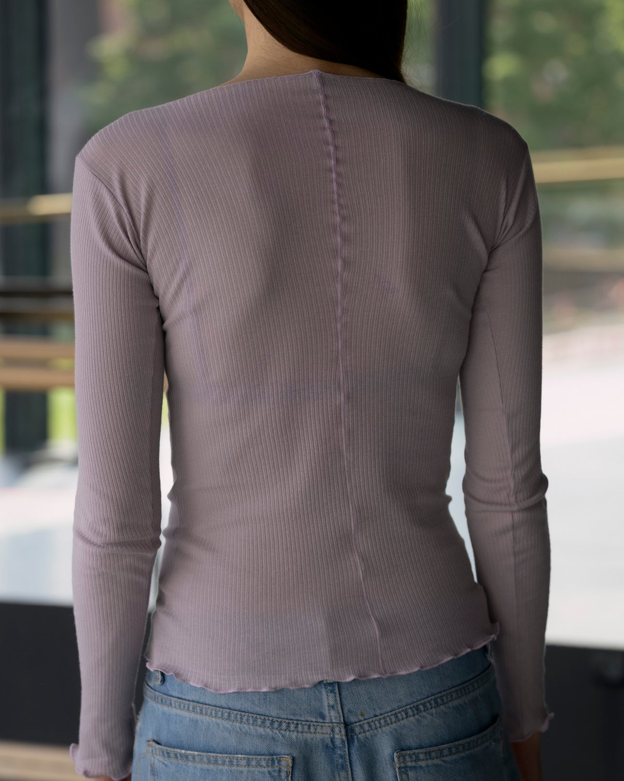 Pama Long Sleeve Tee - Fine Organic Cotton Rib - Verbe Purple