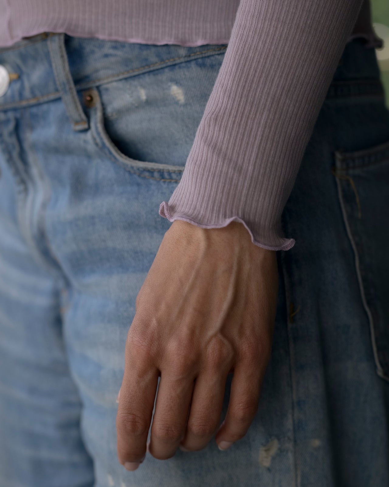 Pama Long Sleeve Tee - Fine Organic Cotton Rib - Verbe Purple