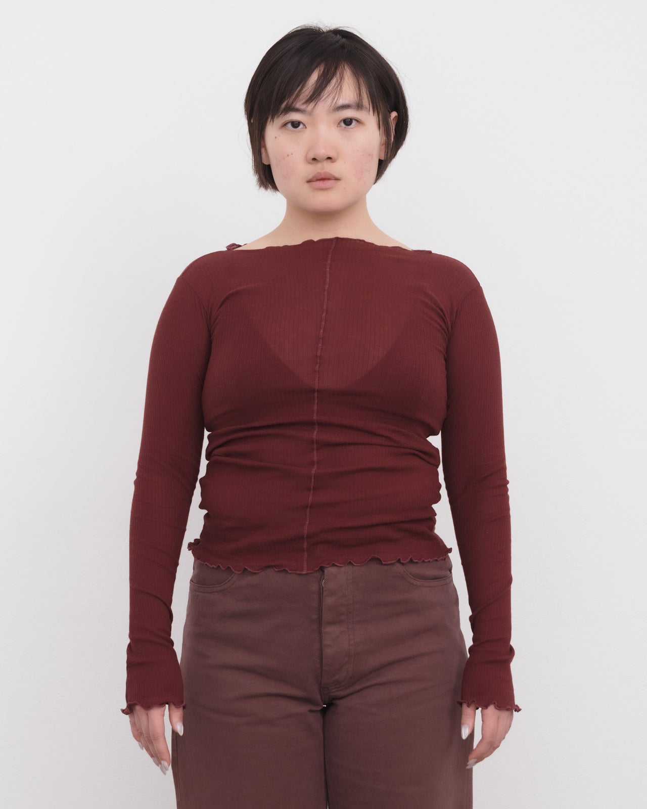 Pama Long Sleeve Tee - Organic Cotton Rib - Nara Red