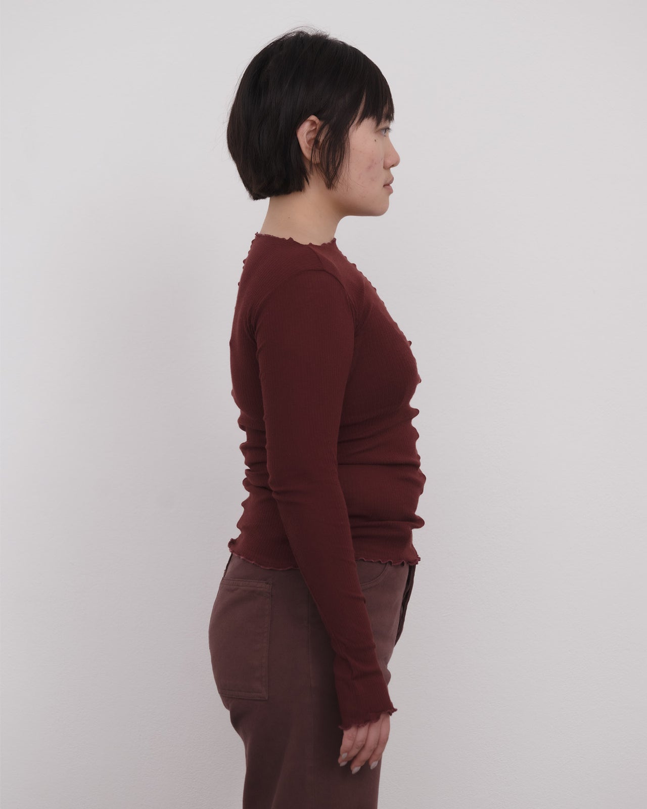 Pama Long Sleeve Tee - Organic Cotton Rib - Nara Red