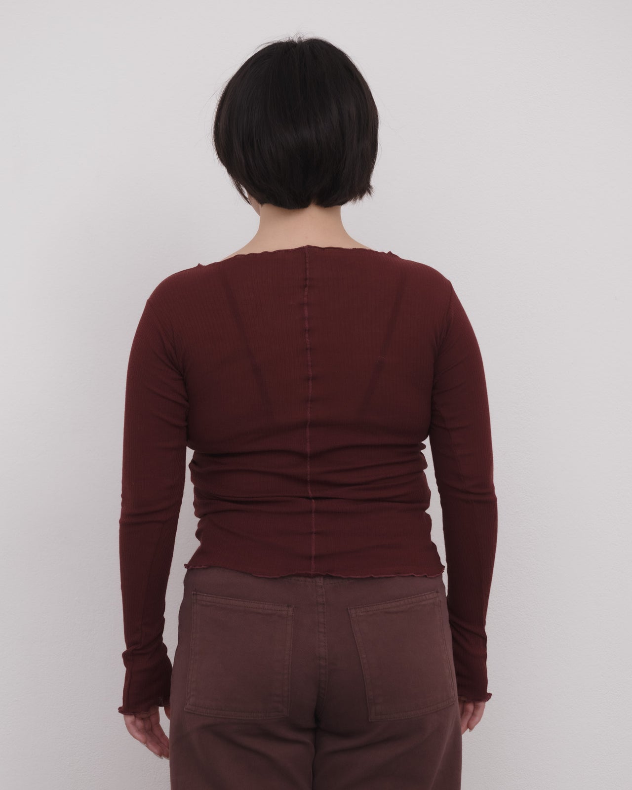 Pama Long Sleeve Tee - Organic Cotton Rib - Nara Red