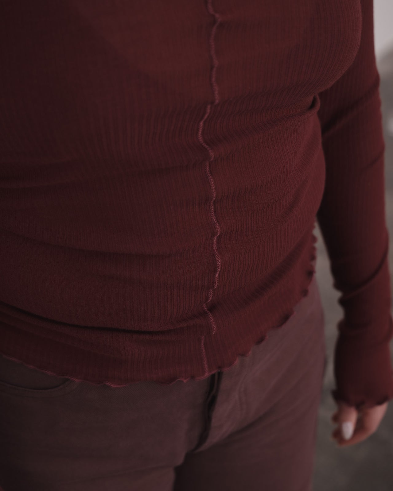 Pama Long Sleeve Tee - Organic Cotton Rib - Nara Red