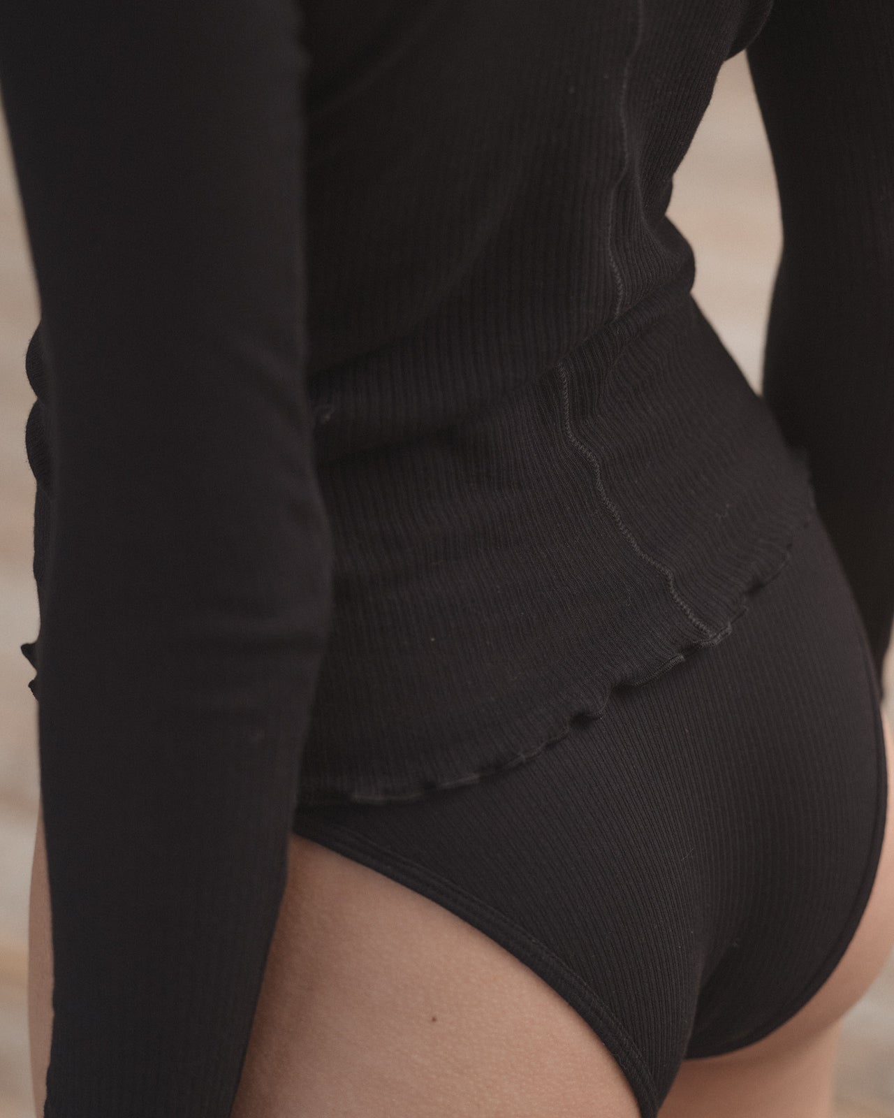 Pama Long Sleeve Tee - Organic Cotton Rib - Black