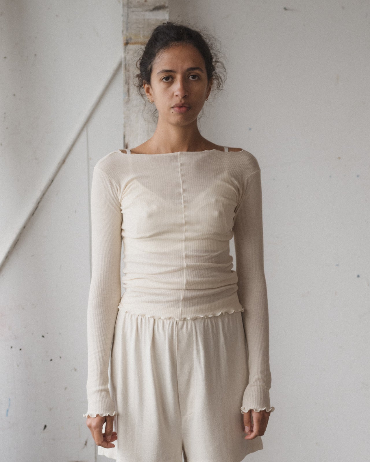 Pama Long Sleeve Tee  - Organic Cotton Rib - Off White