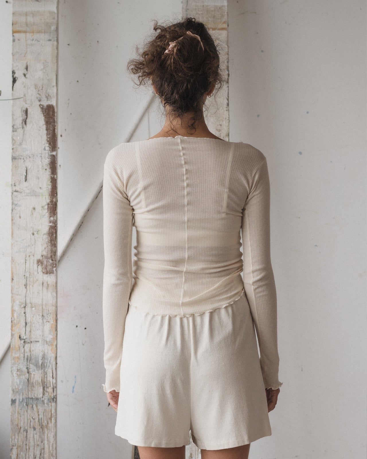 Pama Long Sleeve Tee  - Organic Cotton Rib - Off White