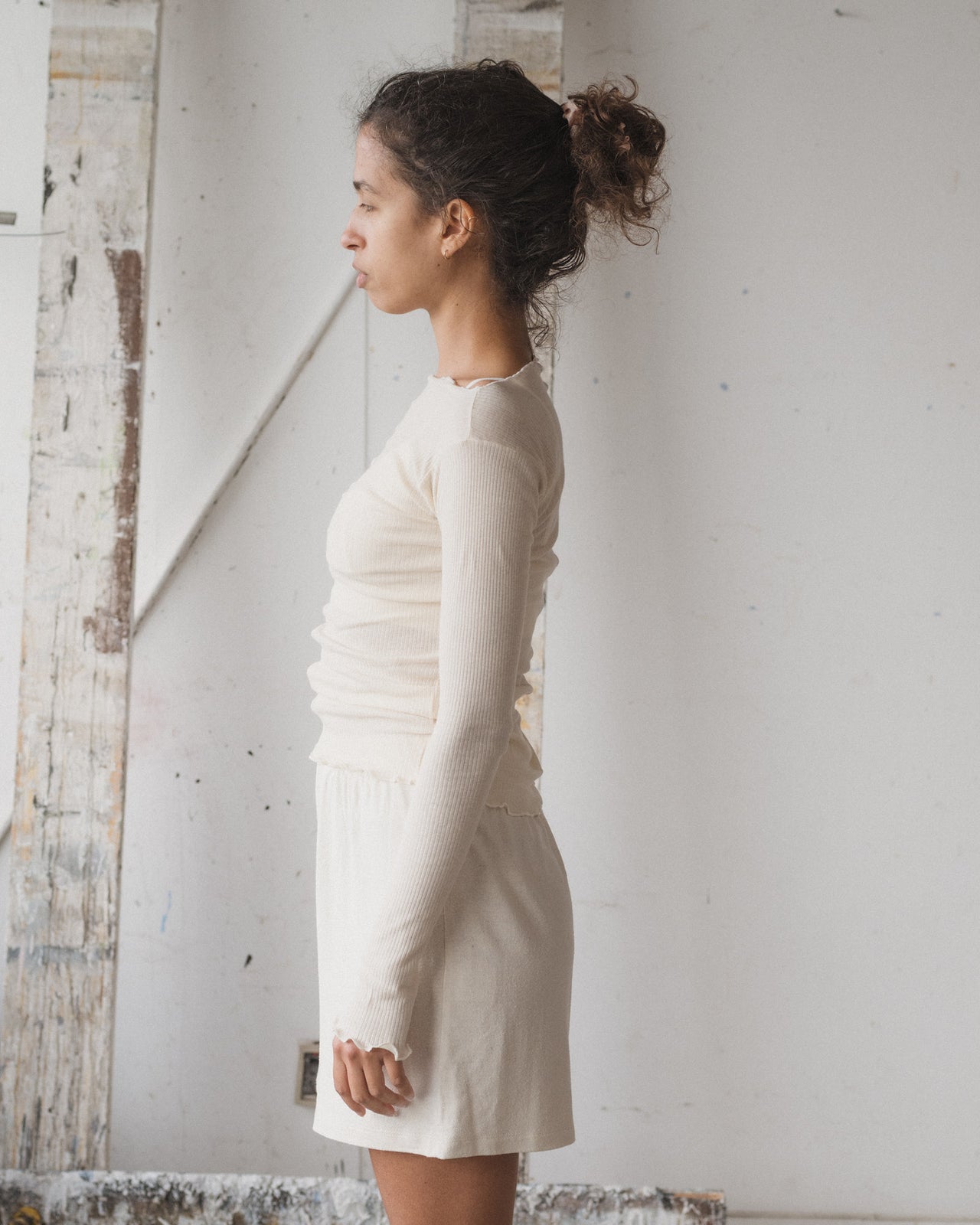 Pama Long Sleeve Tee  - Organic Cotton Rib - Off White