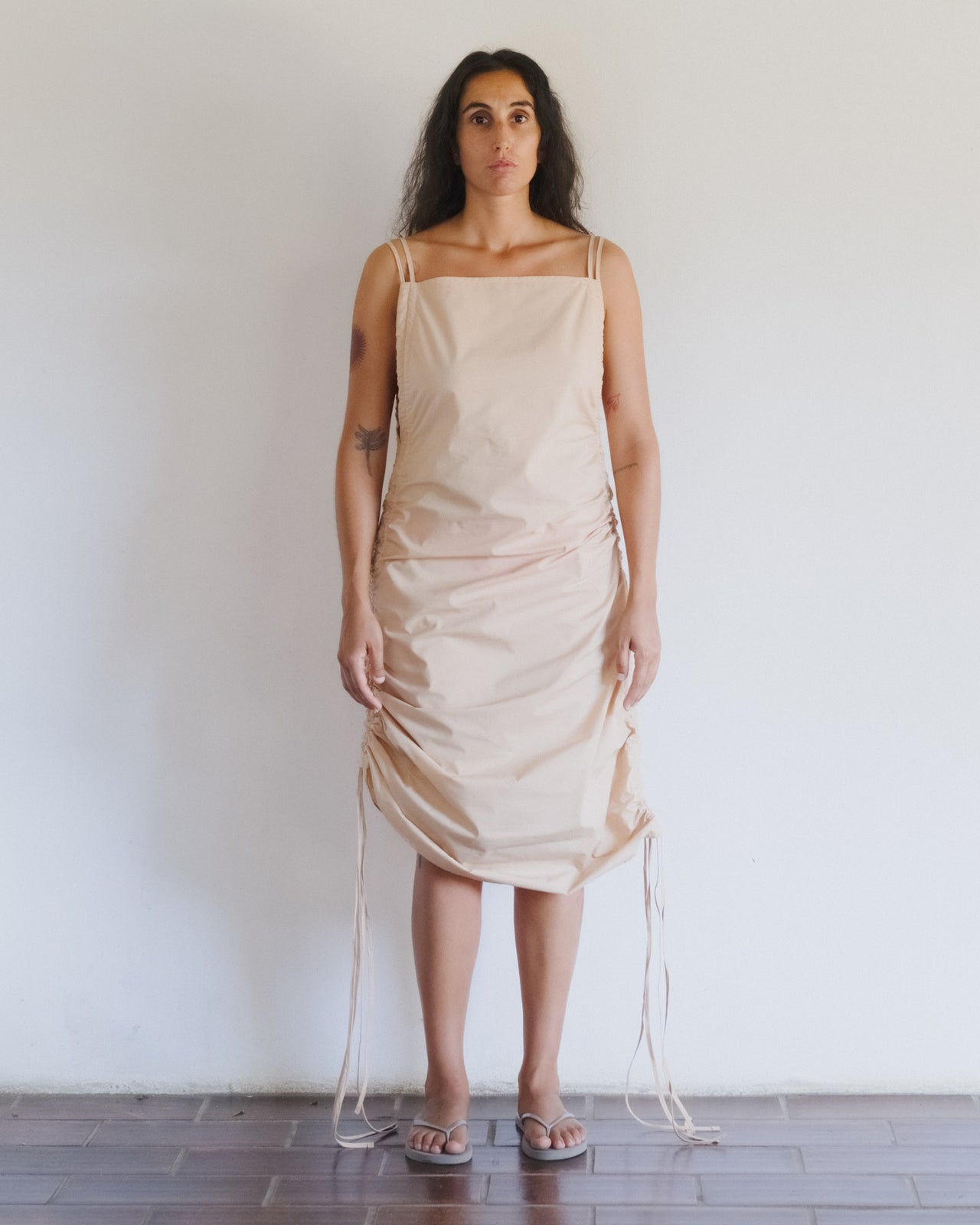 Pictorial Dress - Organic Cotton Poplin - Andradita Sand