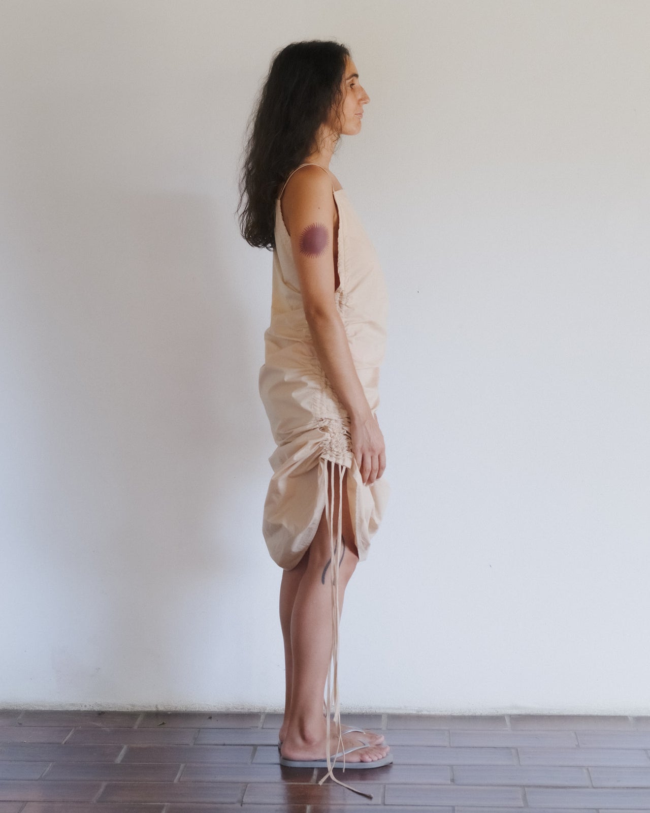 Pictorial Dress - Organic Cotton Poplin - Andradita Sand