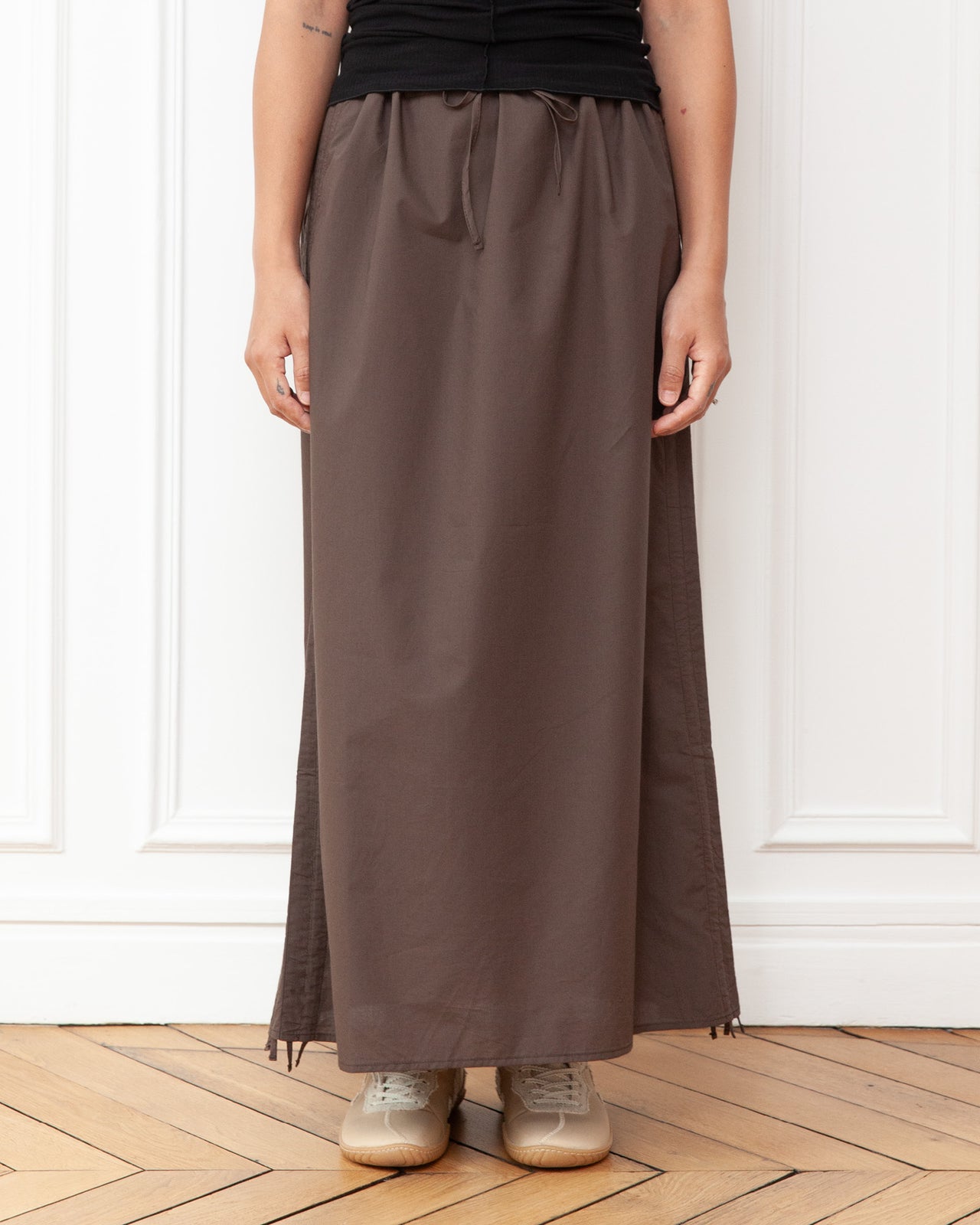 Pictorial Skirt - Organic Cotton Poplin - Mara Brown
