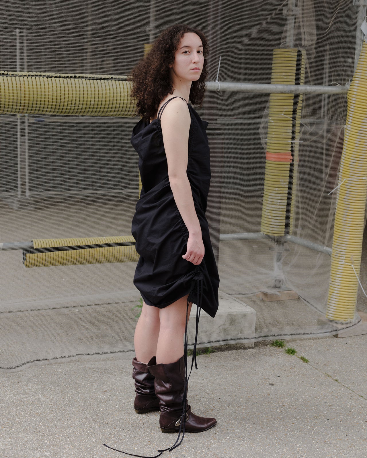 Pictorial Strap Dress - Organic Cotton - Black