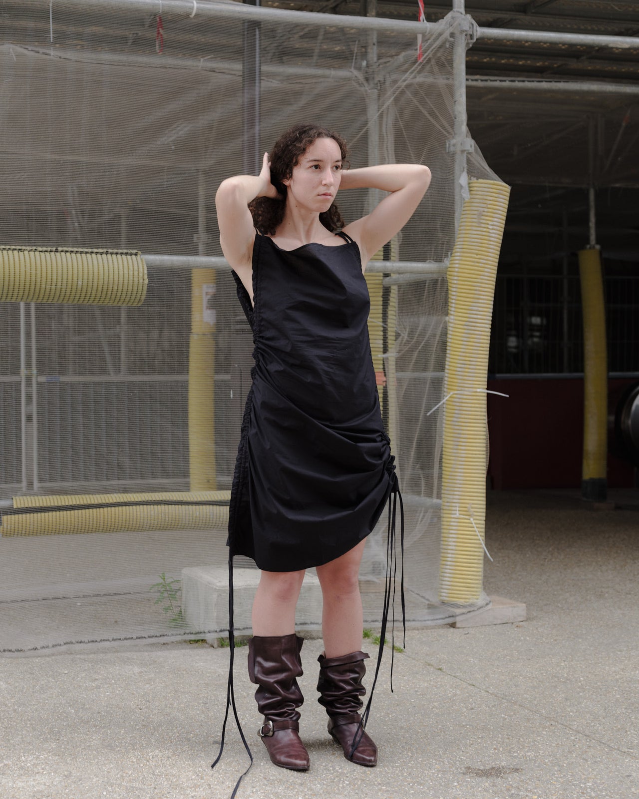Pictorial Strap Dress - Organic Cotton - Black