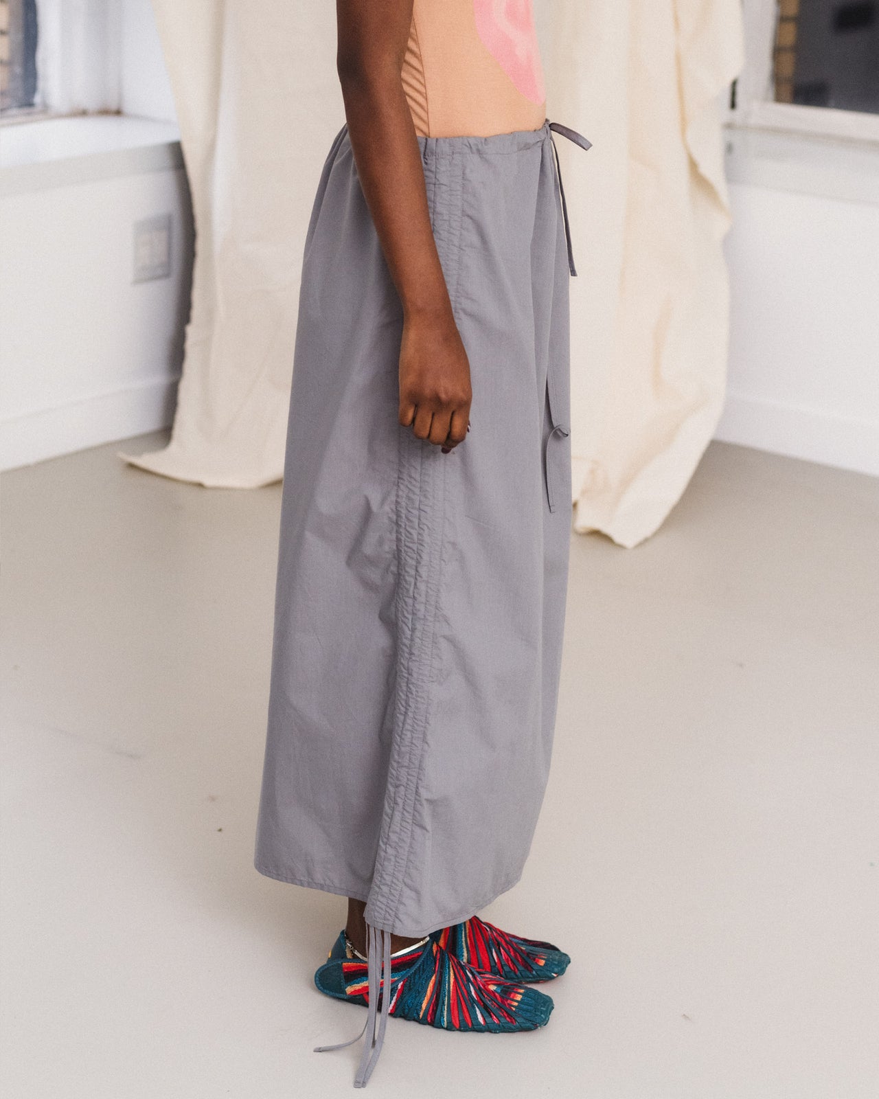 Pictorial Strap Skirt - Organic Cotton Poplin - Ziti Grey
