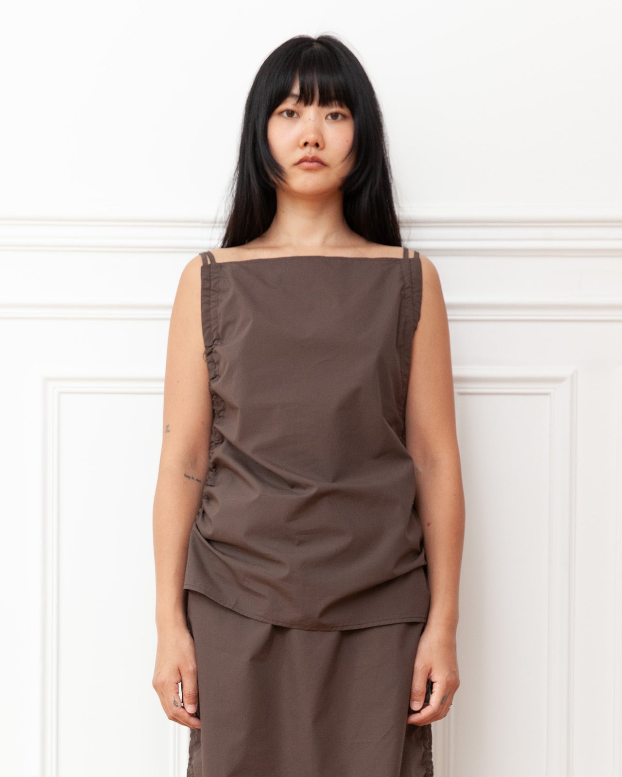 Pictorial Top - Organic Cotton Poplin - Mara Brown