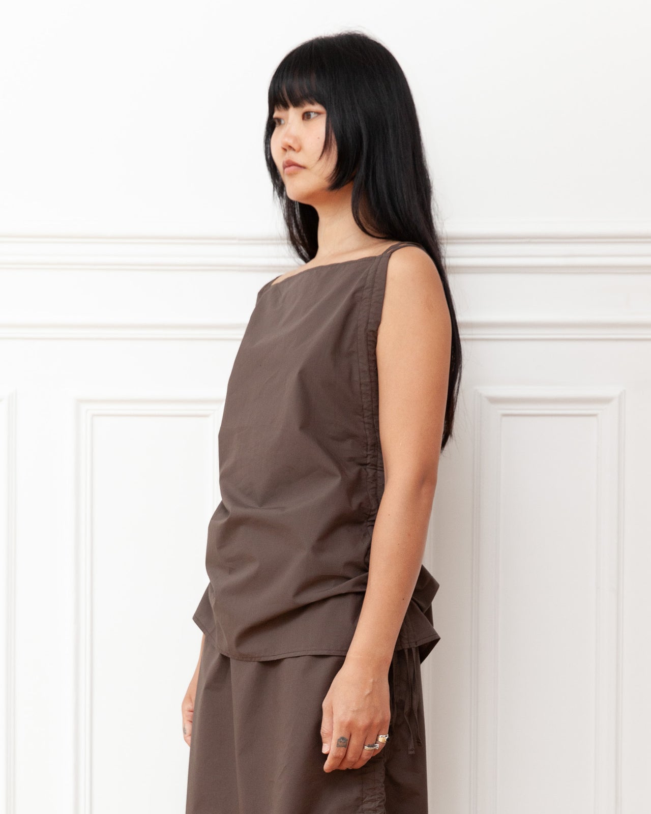 Pictorial Top - Organic Cotton Poplin - Mara Brown
