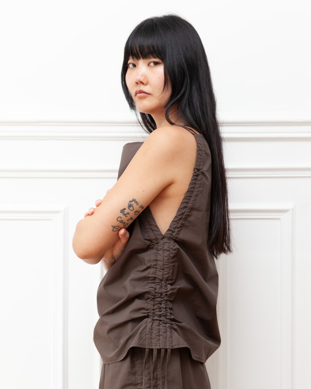 Pictorial Top - Organic Cotton Poplin - Mara Brown