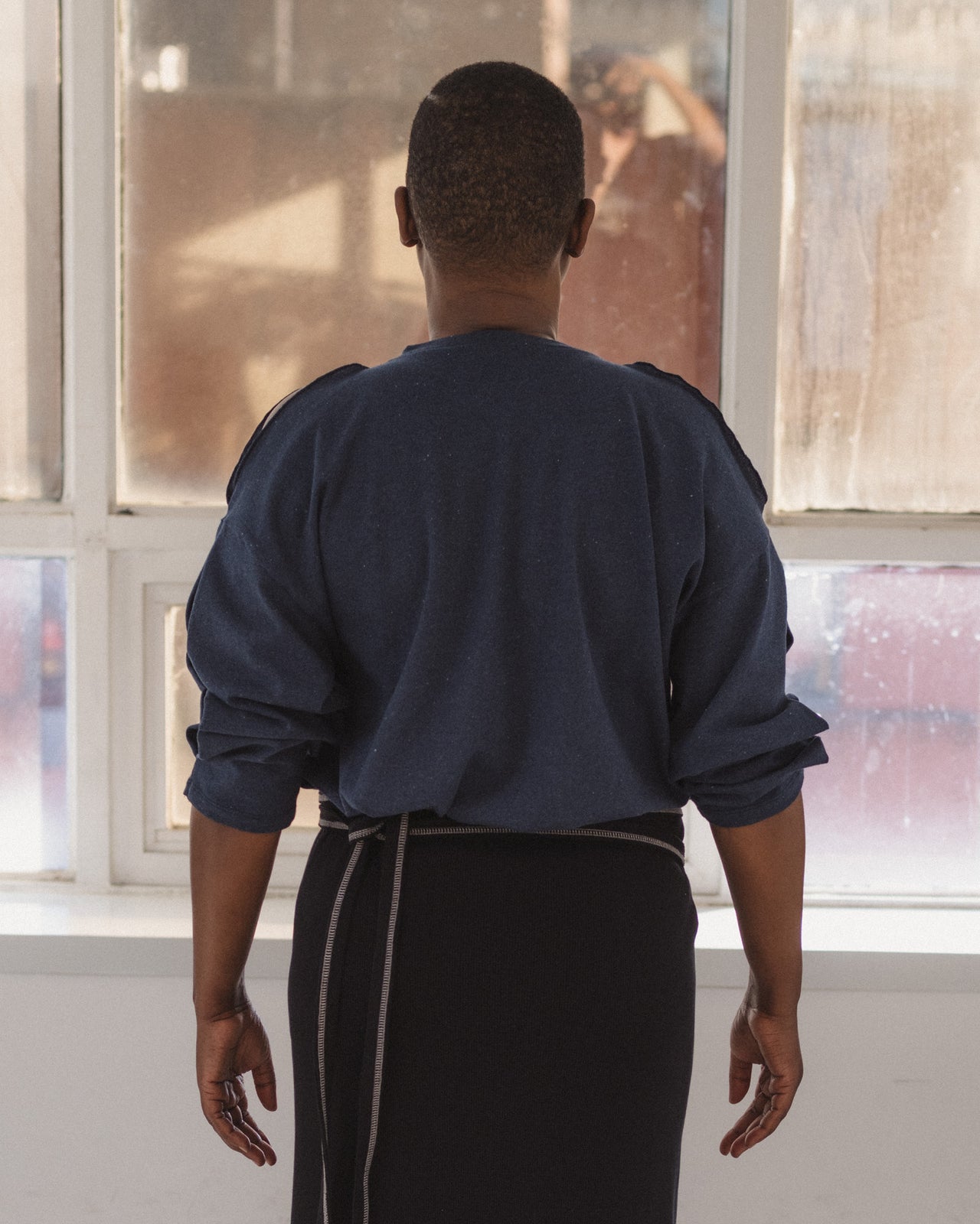 Pin Long Sleeve Tee - Organic Cotton Jersey - Echo Blue