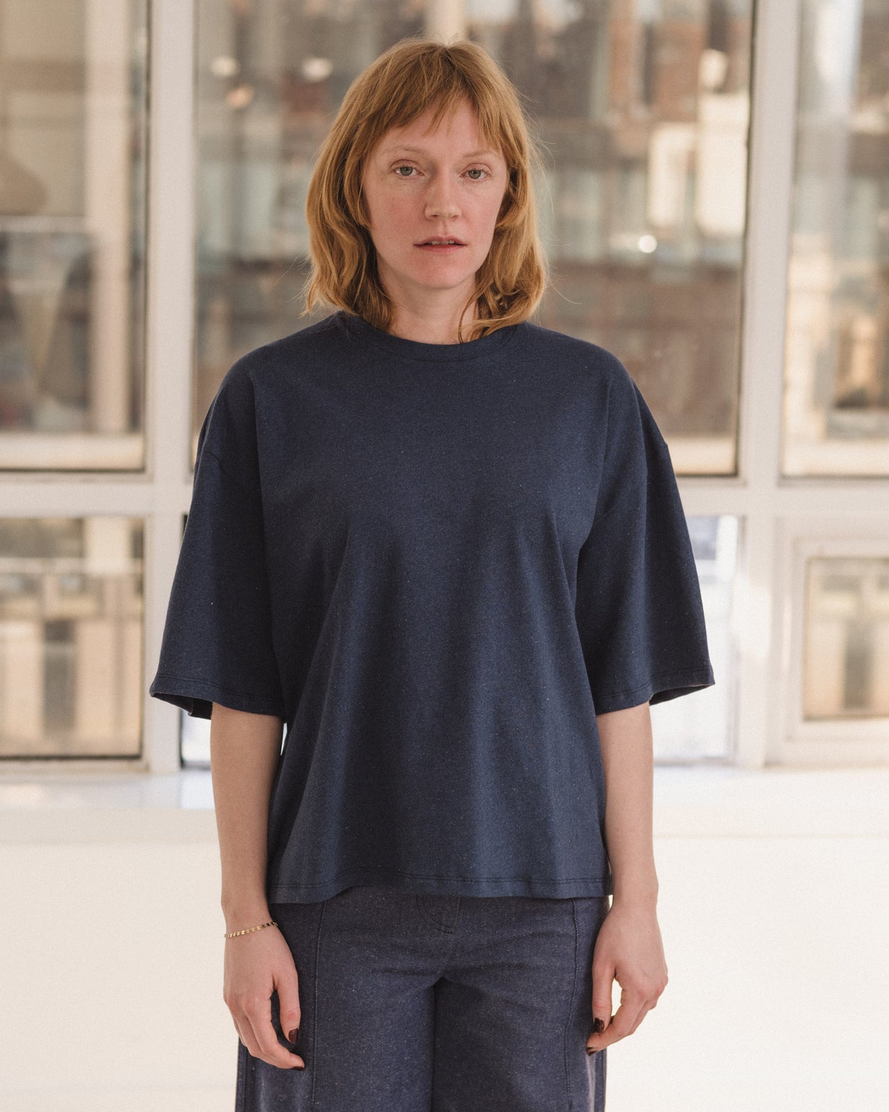 Pin Tee Shirt - Recycled Cotton Jersey - Echo Blue