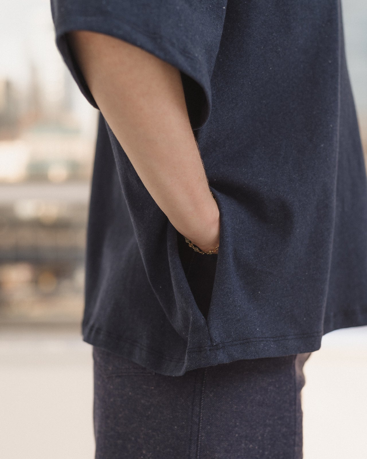 Pin Tee Shirt - Recycled Cotton Jersey - Echo Blue