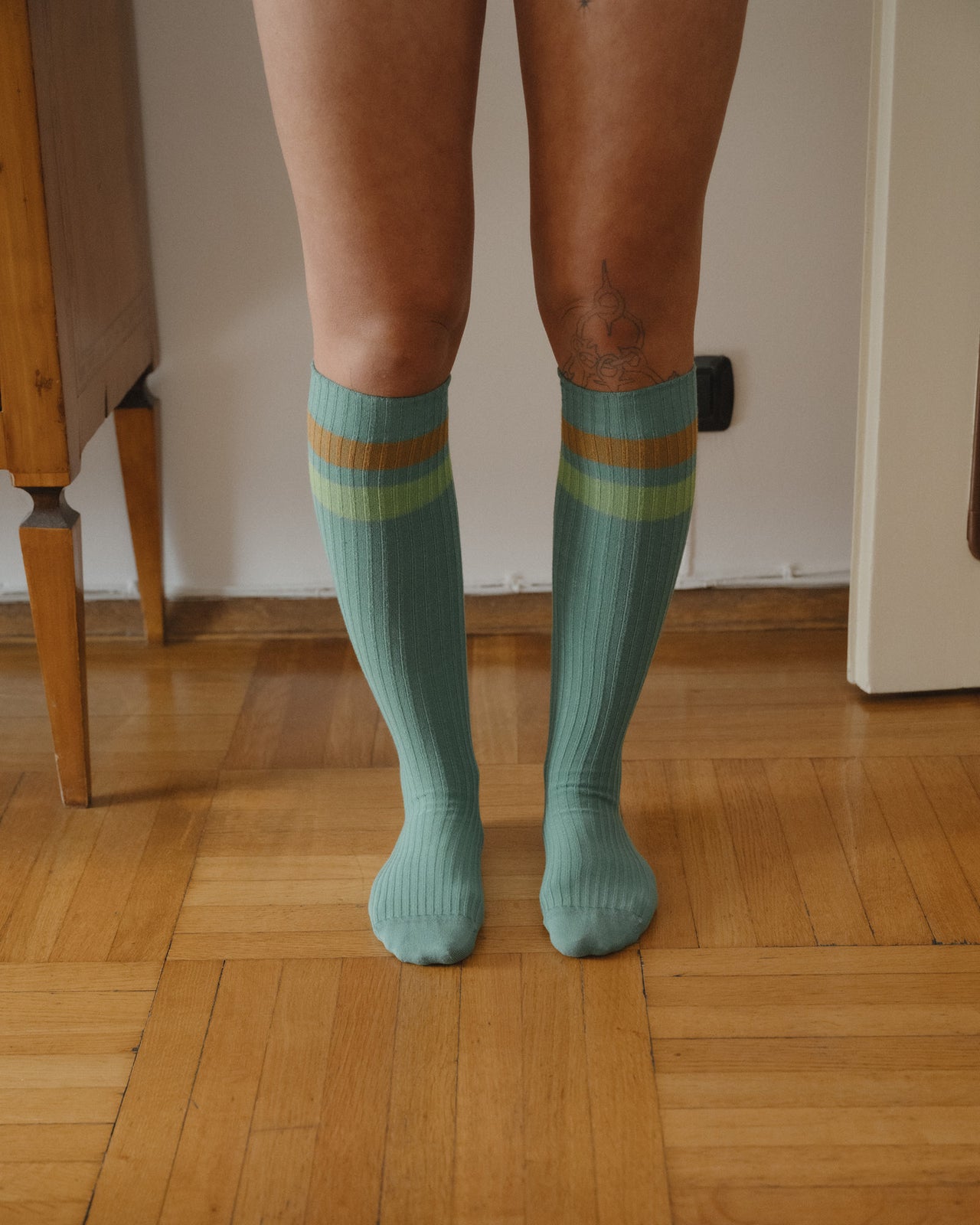 Race Knee Socks - Organic Cotton Rib - Orbit Green