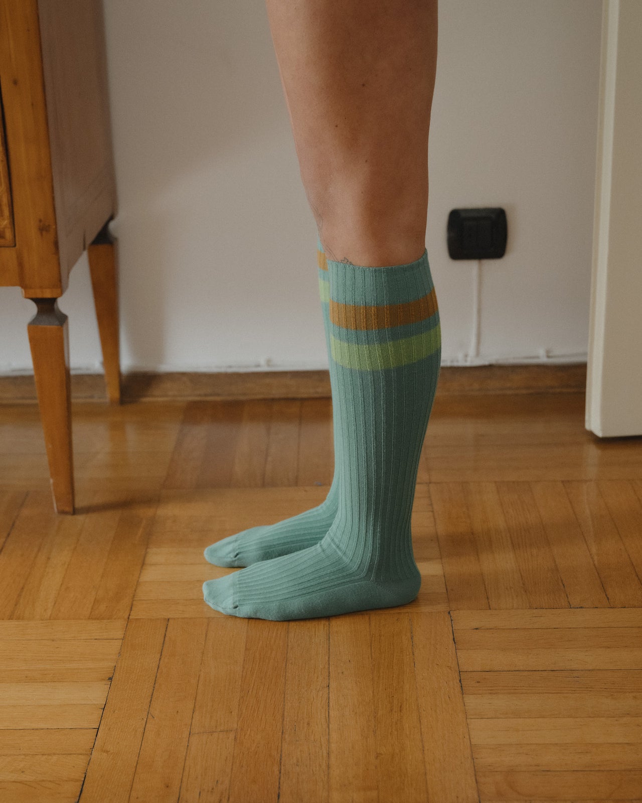 Race Knee Socks - Organic Cotton Rib - Orbit Green