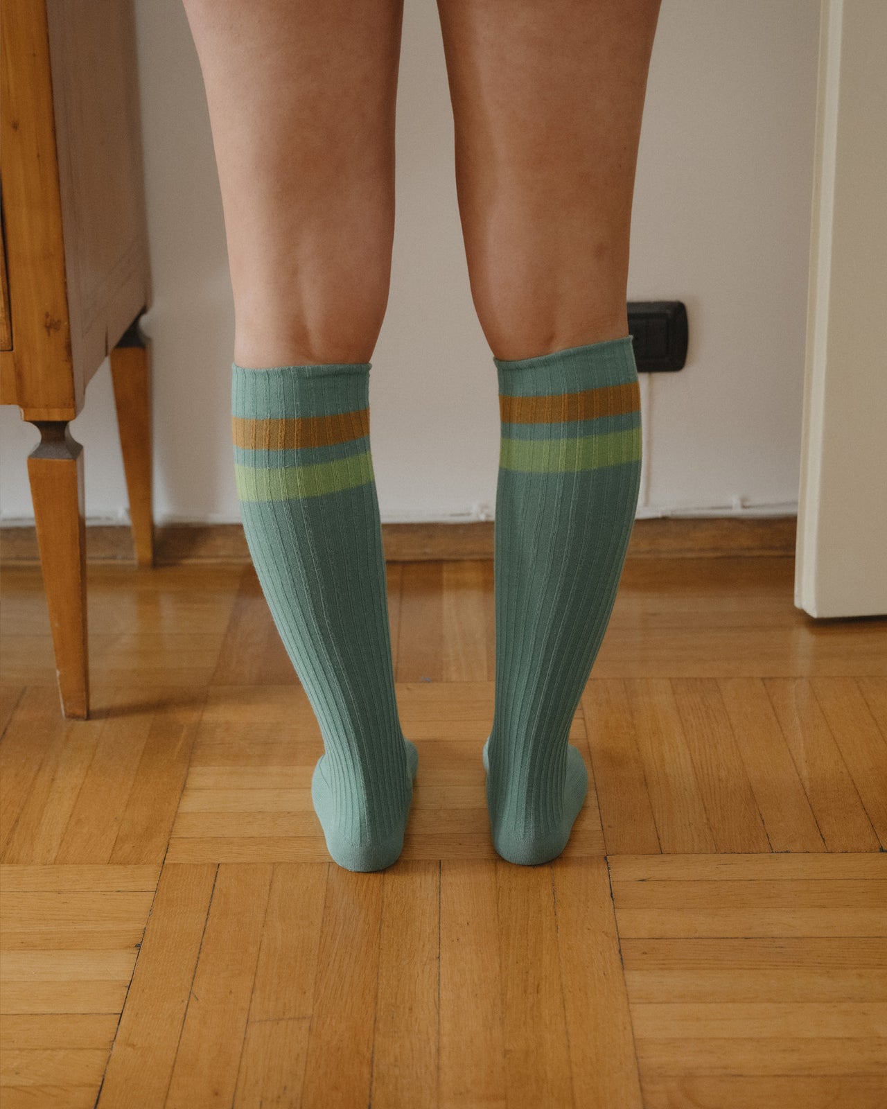 Race Knee Socks - Organic Cotton Rib - Orbit Green